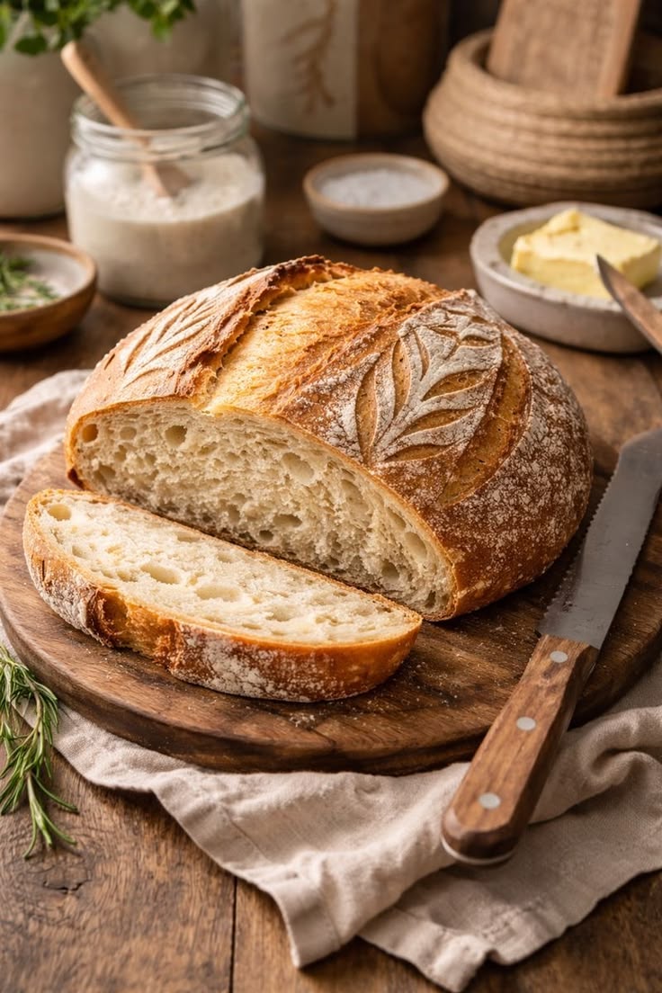 Rustic sourdough loaf with crisp crust